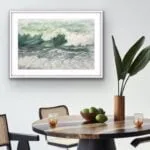 ‘Summertime’ framed and displayed in a dining area, infusing a vibrant beachy ambiance into the space.
