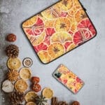 Christmas phone case with colorful oranges painting