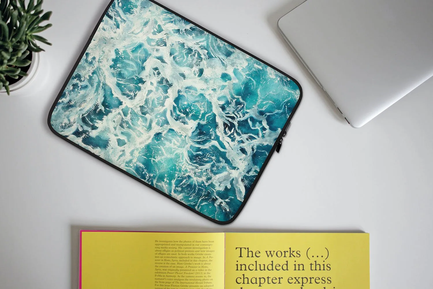 Ocean-inspired laptop cover featuring Kateryna Nazarenko’s 'My Heart Belongs to the Sea,' combining art and functionality for coastal decor lovers.