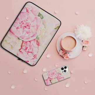 Pink Peony Flowers Art iPhone Case.
