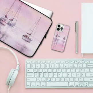 Sailboats on a Pink Ocean Sunset iPhone Case
