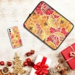 Christmas phone case with colorful oranges painting