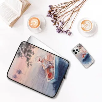 Girl In The Boat on Sunset Art iPhone Case