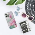 Floral Pink Magnolias Flowers Spring iPhone Case.