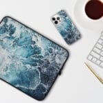 Aesthetic Blue Abstract Art Ocean iPhone Case. "Music of the sea. Valtz"