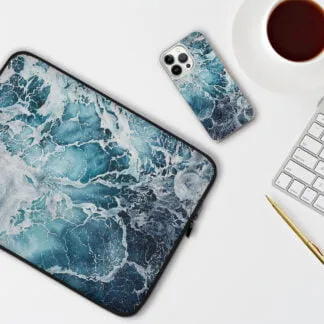Aesthetic Blue Abstract Art Ocean iPhone Case.