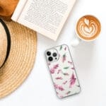 Boho Pink Feathers Clear iPhone Case