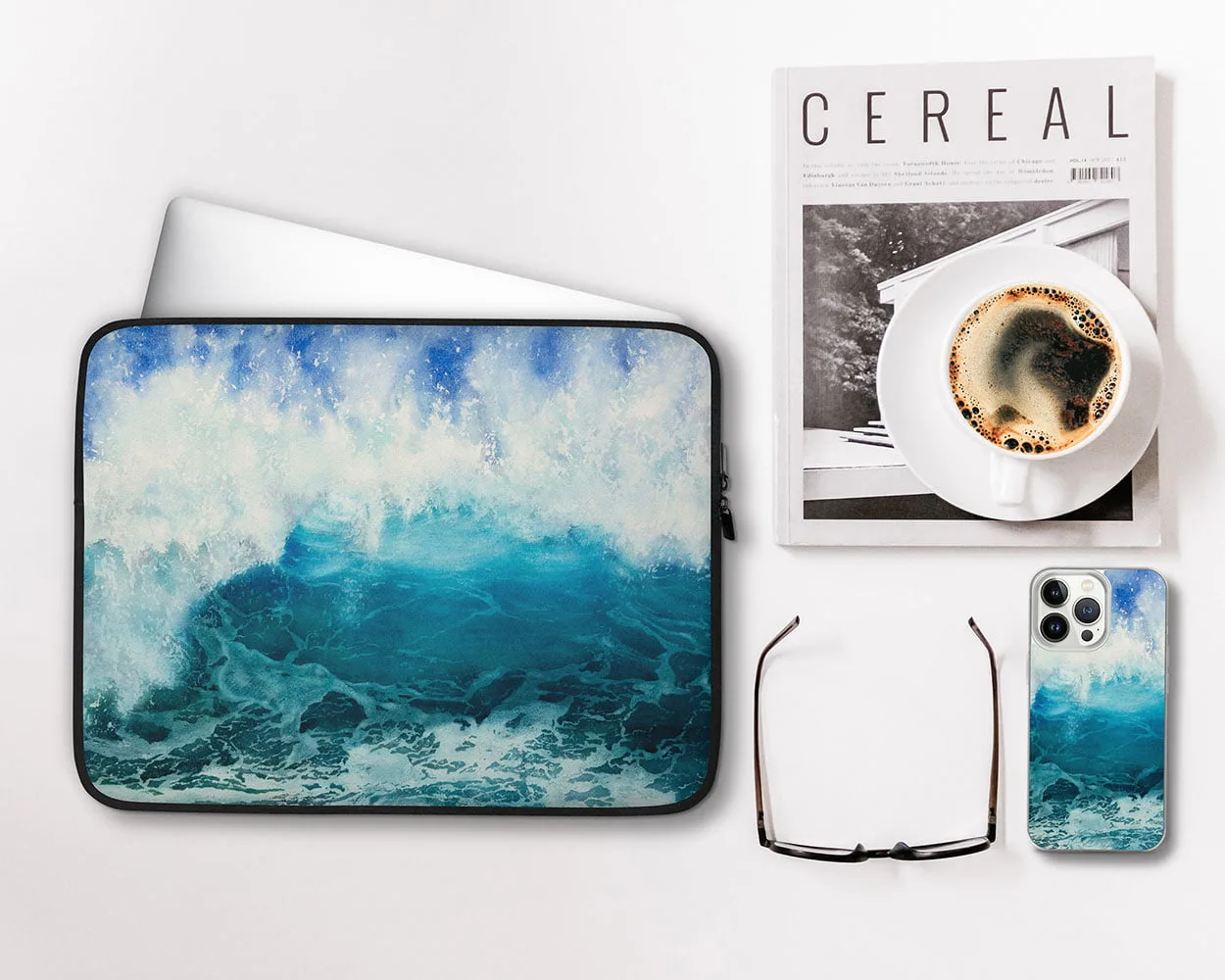 Blue Ocean Wave Art Laptop Case