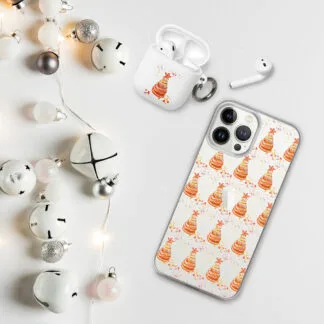 Clear Phone Case with Christmas Tree of Oranges Pattern – Transparent Holiday iPhone Case