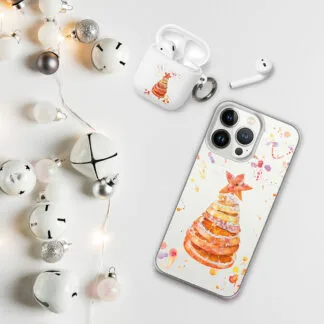 Christmas Winter AirPods Case – Watercolor Orange Tree Design for AirPods 1/2 & Pro
