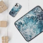 Aesthetic Blue Abstract Art Ocean iPhone Case. "Music of the sea. Valtz"
