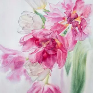 Dancing tulips, watercolor on paper, 38x28 cm