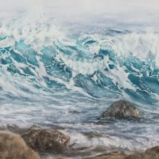 In shades of blue and grey, watercolor on paper, 38x56 cm