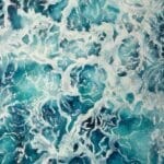 'My Heart Belongs to the Sea' artwork, depicting peaceful ocean waves in soft blue and green tones, reflecting tranquility and emotional depth.