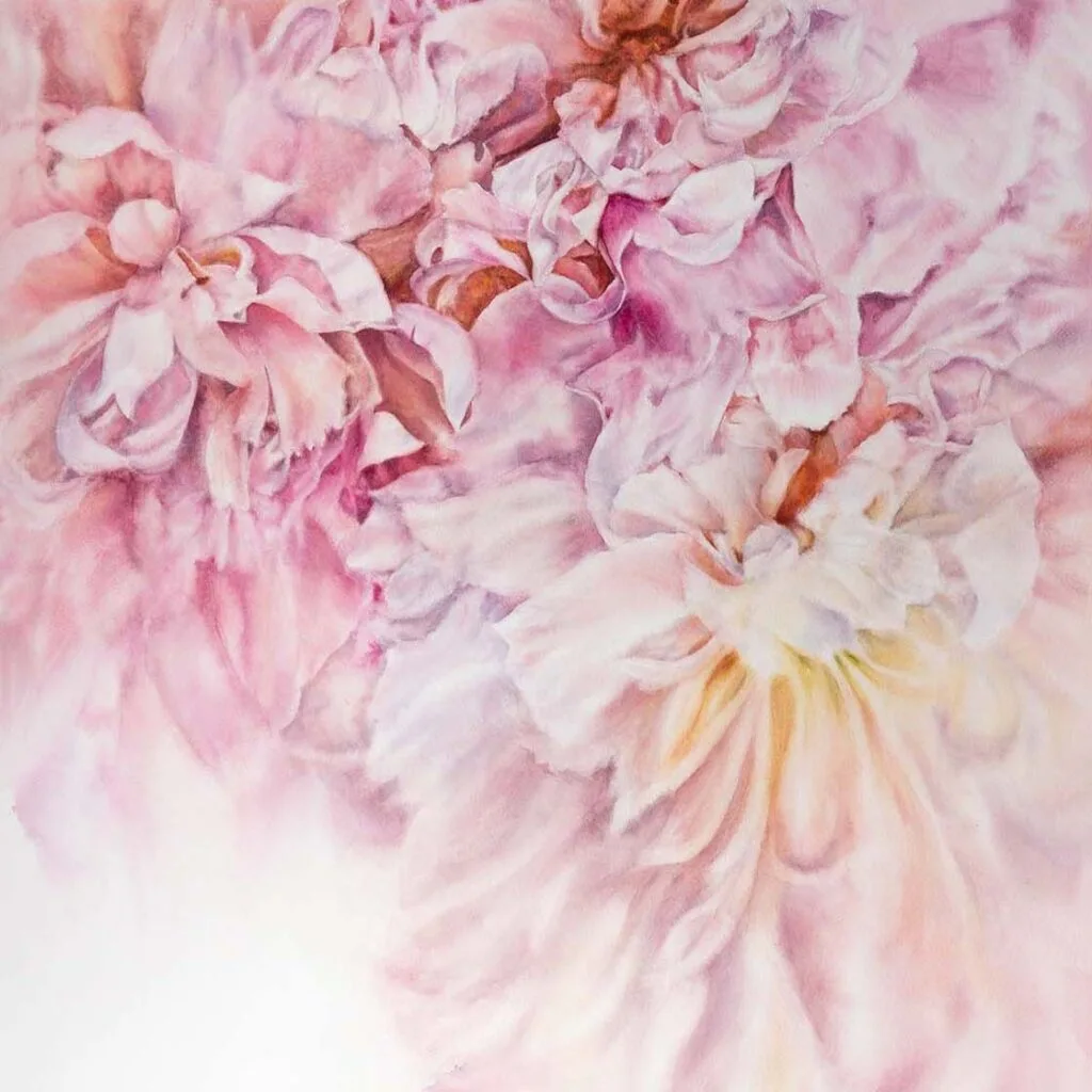 Peony clouds watercolor on paper