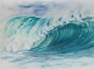 Turquoise wave, watercolor on paper, 28x37 cm