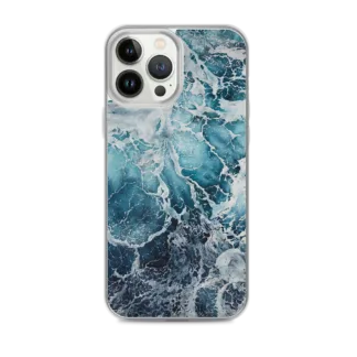 Aesthetic Blue Abstract Ocean iPhone Case – “Music of the Sea. Waltz” Watercolor Art Design