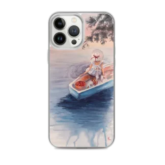 Girl in the Boat on Sunset Art iPhone Case – Watercolor Aesthetic Phone Cover