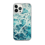 Abstract Green Ocean iPhone Case. Elegant phone case with 'My Heart Belongs to the Sea' watercolor artwork, blending serene ocean waves with modern protection for sea lovers.