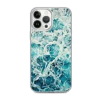 Abstract Green Ocean iPhone Case. Elegant phone case with 'My Heart Belongs to the Sea' watercolor artwork, blending serene ocean waves with modern protection for sea lovers.