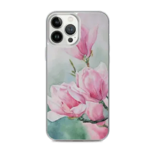 Floral Pink Magnolias Flowers Spring iPhone Case.