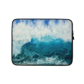 Blue Ocean Wave Art Laptop Sleeve Case.