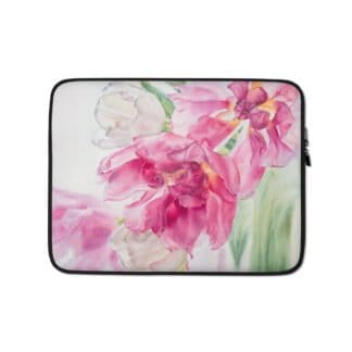 Pink Tulips Floral Laptop Sleeve Case.