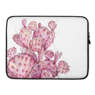 Pink Opuntia Cactus Floral Laptop Sleeve Case