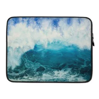 Blue Ocean Wave Art Laptop Sleeve Case.