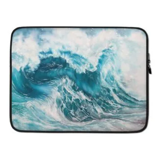 Blue Ocean Wave Laptop Sleeve Case.
