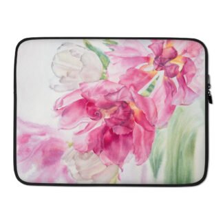 Pink Tulips Floral Laptop Case. "Dancing tulips".