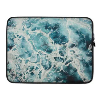 Abstract Ocean Blue Waves Laptop Sleeve Case.