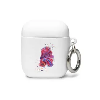 Pink Betta Fish AirPods Case – Watercolor Design for AirPods 1/2 & Pro
