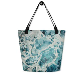 Beach Bag with the print of an abstract blue ocean water