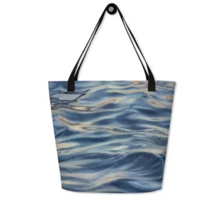 Beach Bag with the print of the dark blue night ocean surface “Evening mood”.