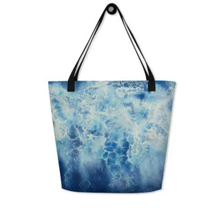 Beach Bag with the ocean blue water abstract print