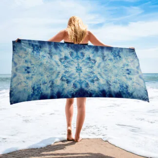 Beach Towel with the blue ocean water abstract print 