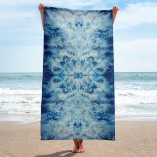 Beach Towel with the blue ocean water abstract print 
