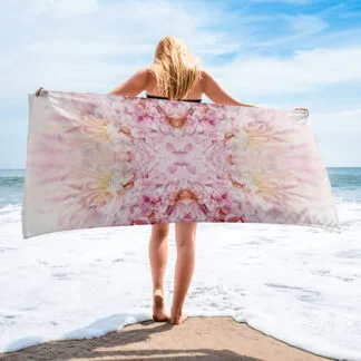 Beach Towel with the pink peonies flowers print “Peony clouds”.