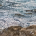 Signature of Kateryna Nazarenko on the original watercolor ocean wave painting.