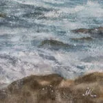 Signature of Kateryna Nazarenko on the original watercolor ocean wave painting.
