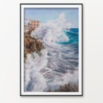 Dynamic ocean wave captured in ‘Breaking Wave,’ a watercolor seascape with powerful movement and vivid marine tones.