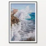 Dynamic ocean wave captured in ‘Breaking Wave,’ a watercolor seascape with powerful movement and vivid marine tones.