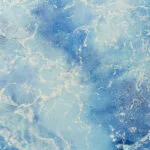 Foam patterns and oceanic movement in 'Ocean Blues' original watercolor artwork.