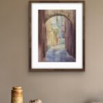Bring tranquility and inspiration to your workspace with this serene watercolor cityscape of Bologna, perfect for an office wall.