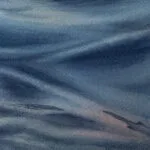 Signature of Kateryna Nazarenko on "Evening Mood," a watercolor seascape evoking the calming evening ocean