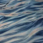Zoomed-in view of the soft, flowing waves in 'Evening Mood,' where watercolor techniques create a mysterious and calming atmosphere.