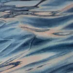 Detailed view of the ocean's surface in 'Evening Mood,' showcasing the movement and depth of the watercolor waves in soothing tones.