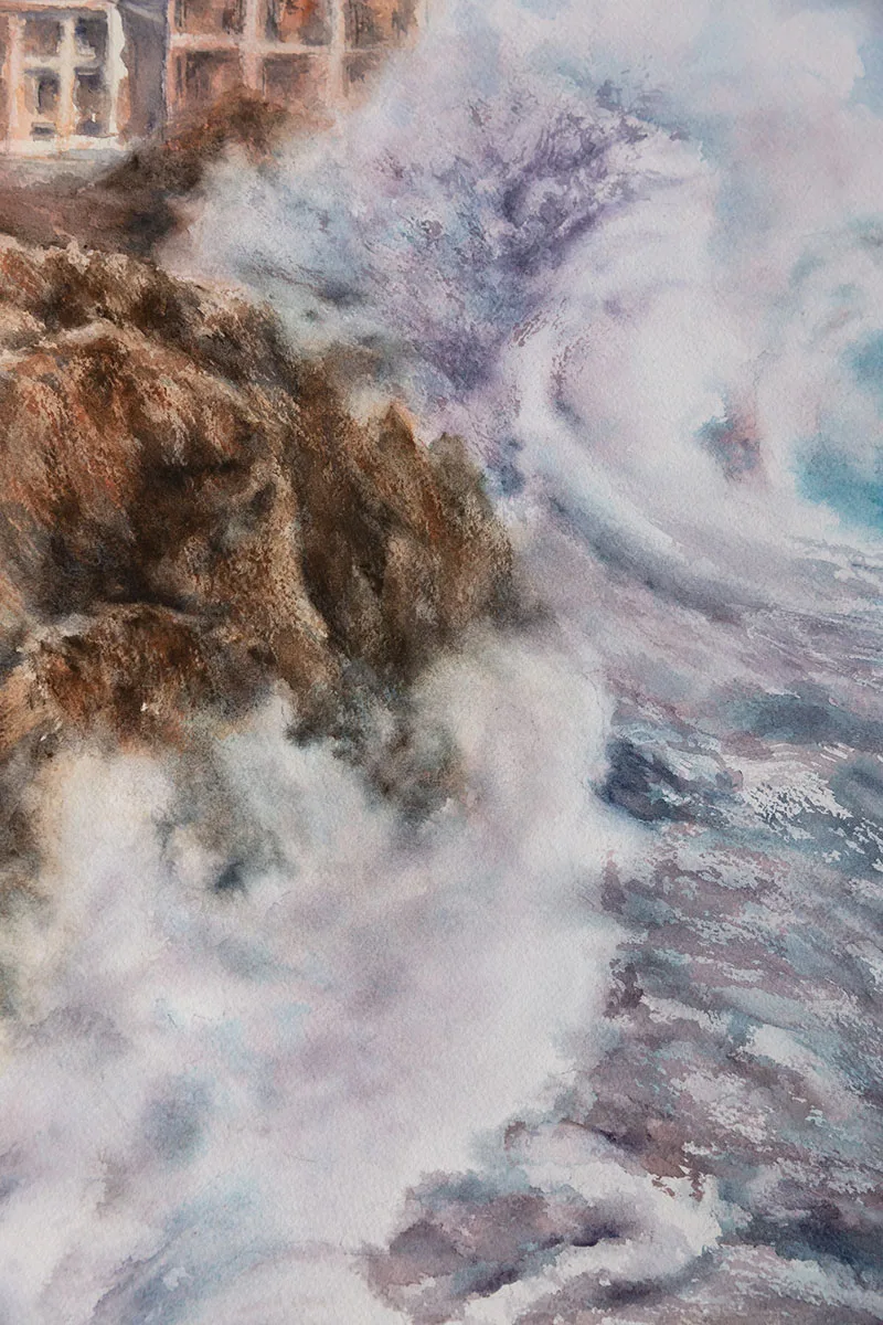 Close-up of dynamic ocean wave texture from ‘Breaking Wave,’ emphasizing water movement."