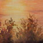 Detailed view of the tranquil Mediterranean waters reflecting the sunset in 'Sunset on the Corsica Coast.